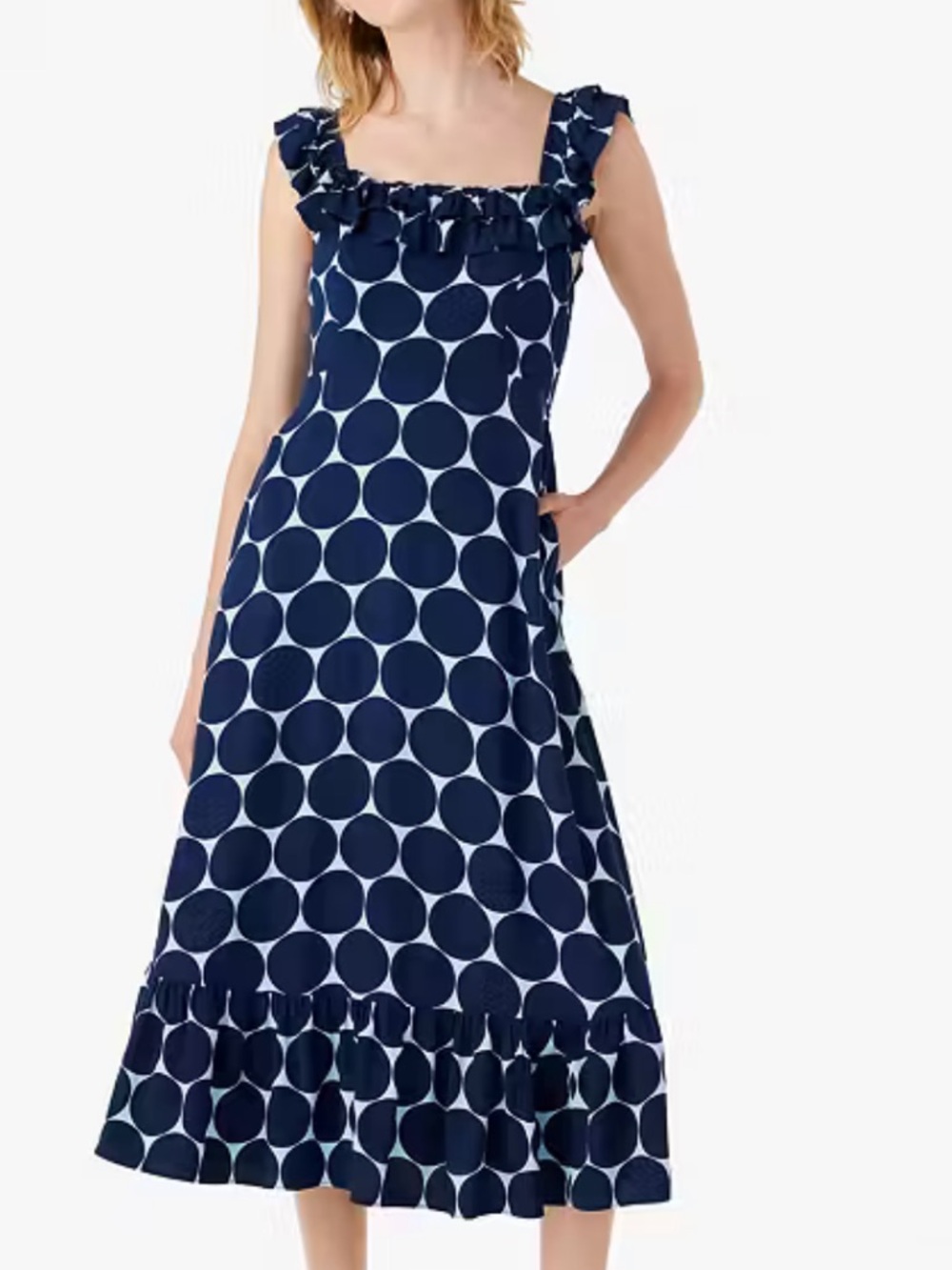kate spade Navy and White Scallop-Print Dress